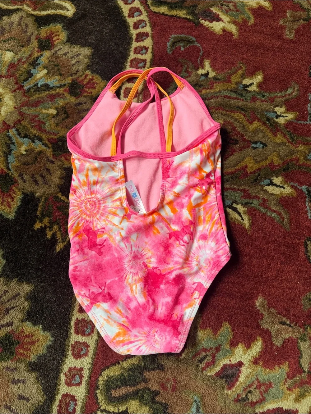 Limited Too Pink and Orange Tie-Dye One-Piece Swimsuit